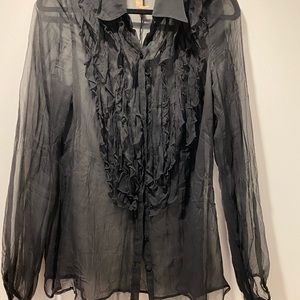 Bailey 44 Black Sheer Tuxedo Shirt